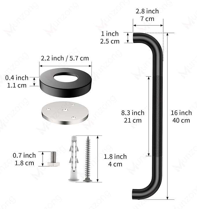 16 Inch Anti Slip Grab Bar for Shower, 2 Pack Munzong Oil Rubbed Black Bathroom - Image 3