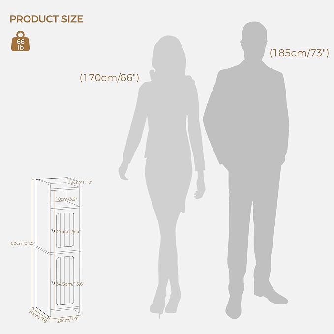 BEWISHOME Small Bathroom Cabinet, Bathroom Storage Cabinet - Image 3