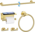 TNOMS 5-Piece Towel Bar Set Brushed Gold Bathroom Hardware Accessories Set by TNOMS