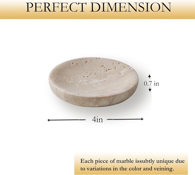 Round Marble Trinket Dish, Jewelry Tray Real Marble Soap Dish - Image 2