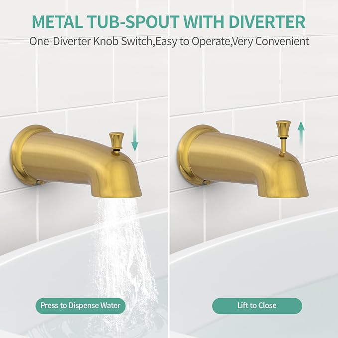 SR SUN RISE 5-Spray Dual Shower Head Cmbo Tub Faucet Set 3-Way Shower Head and - Image 8