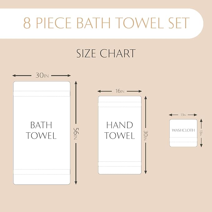 MAURA White Bath Towel Set of 8 - Image 4