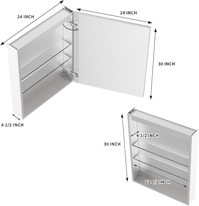 LED Medicine Cabinet Mirror for Bathroom, 24x30 Medicine Cabinet - Image 2