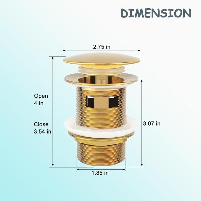 Tub Stopper Bathtub Drain, Brass Pop-up Freestanding Bathtub Drain Stopper - Image 2