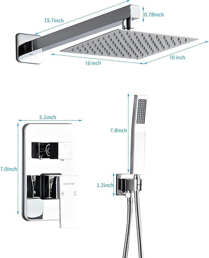 10 Inch Polished Chrome Shower Faucet Set - Image 5