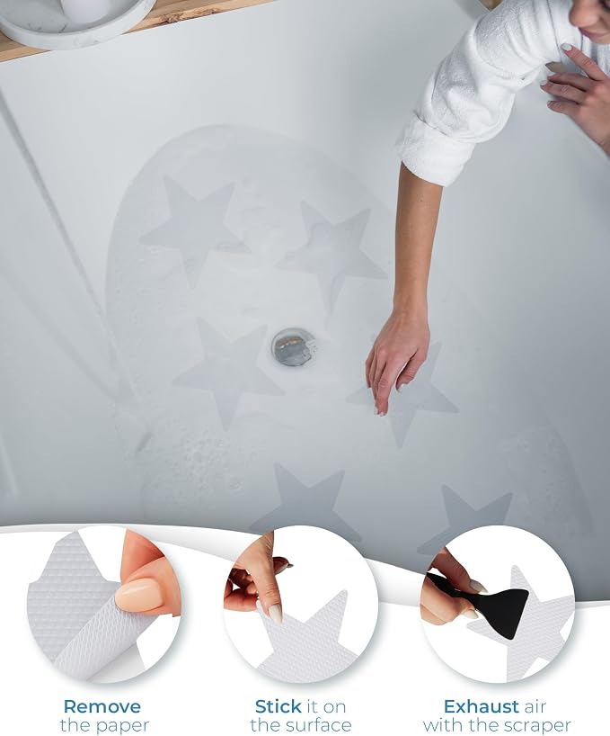 Anti Slip Shower Stickers 24 PCS, Invisible Non-Slip Shower Stars - Image 3