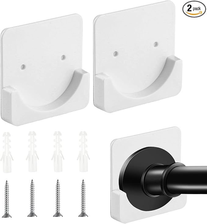 2 Pcs Adhesive Shower Rod Tension Holder, No Drilling Shower Curtain Rod Holder by Unknown