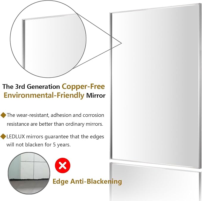 24x32 Inch Silver Bathroom Mirror - Image 2