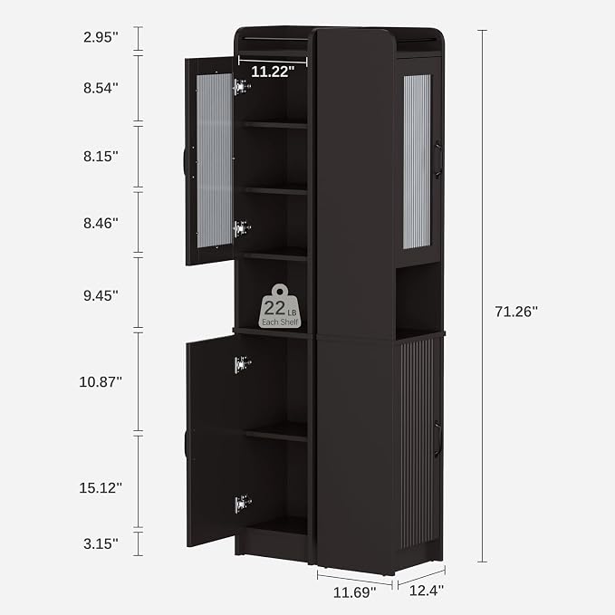 Tall Bathroom Storage Cabinet, Narrow Storage Cabinet - Image 2