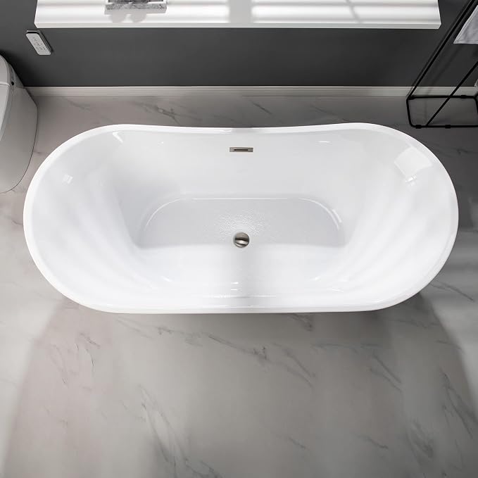 WOODBRIDGE 67" Acrylic Freestanding Bathtub Contemporary Soaking Tub - Image 5