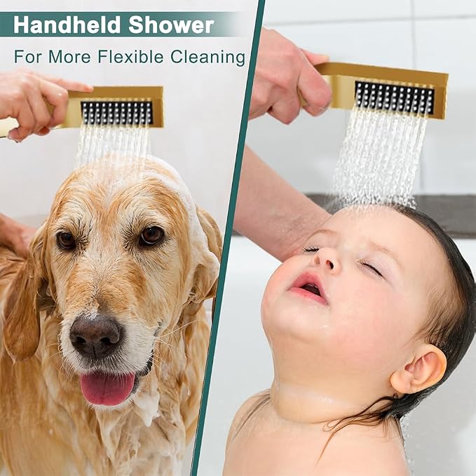 Shower Faucet Set Brushed Gold Shower System, STARBATH 12+6" Dual Rain Shower - Image 5