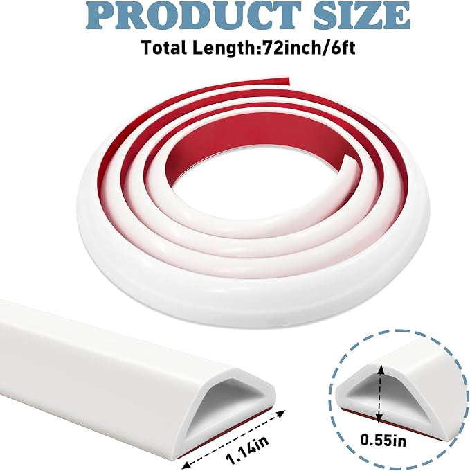 72inch Shower Threshold Water Dam White Self-Adhesive Water Barrier Collapsible - Image 2