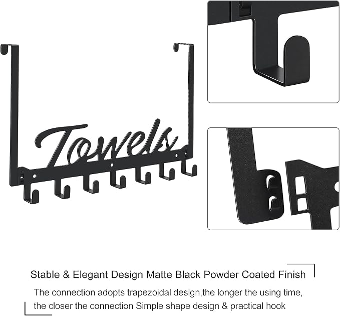 2 Pack Over The Door Hooks, Towel Rack - Image 3
