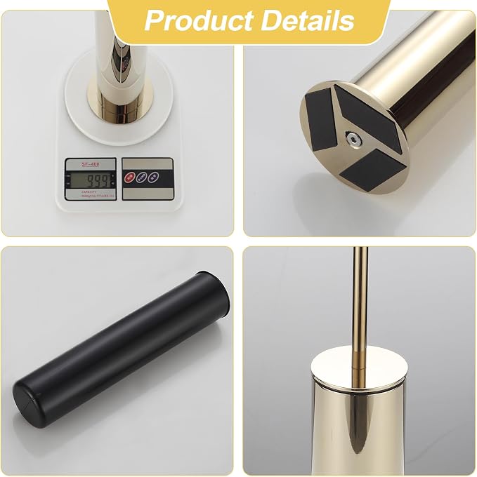 BGL Toilet Brush and Holder Set, Heavy Duty 304 Stainless Steel, Round Base and - Image 4
