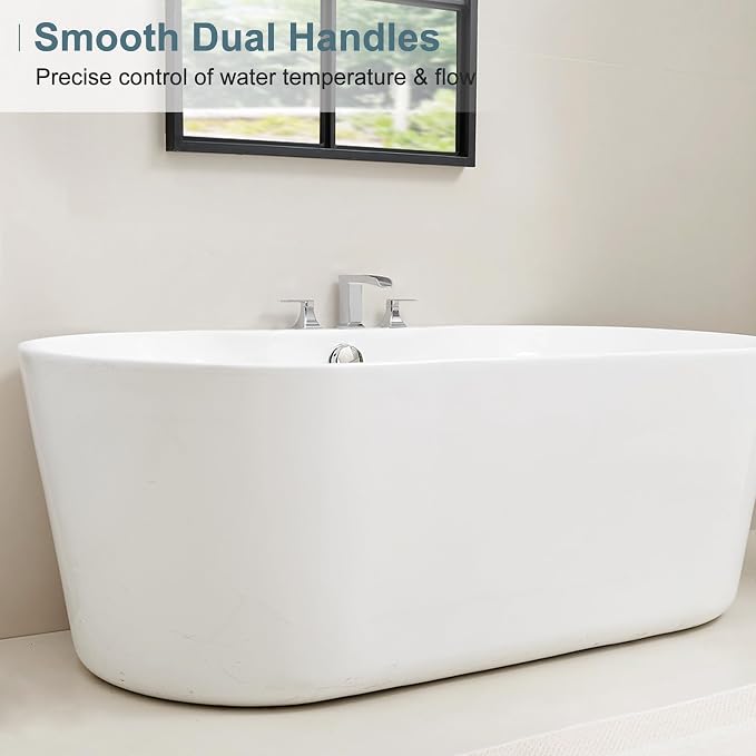 Brass Roman Tub Faucets, High Flow Waterfall Deck Mount Bathtub Faucet Set - Image 8
