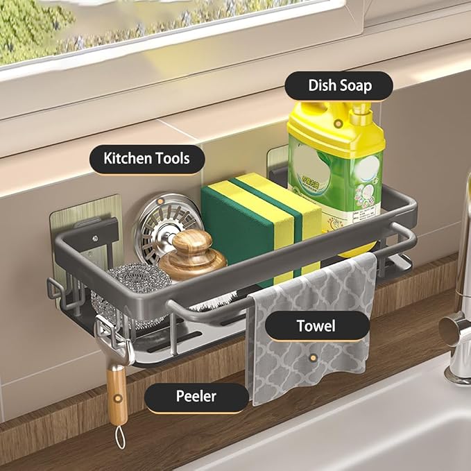 Kitchen Sink Drain Storage Rack Wall Mount Sponge Holder - Image 4