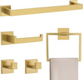 Brushed Gold 5 Pieces Bathroom Hardware Accessories Set Towel Bar Set Towel by TNOMS