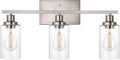 Bathroom Light Fixtures 3-Lights Seeded Glass in Brushed Nickel Finish by WINSHENLighting