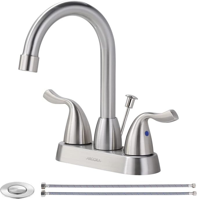 ARCORA 2 Handle Modern Bathroom Faucet Brushed Nickel, 4 Inch Centerset by ARCORA