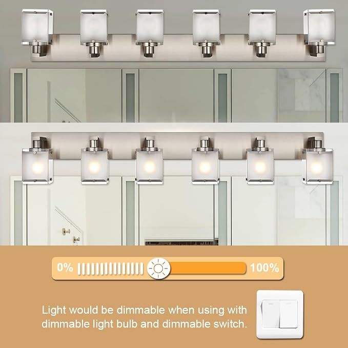 6-Lights Bathroom Vantiy Light Over Mirror, Modern Black Vanity Lighting - Image 5