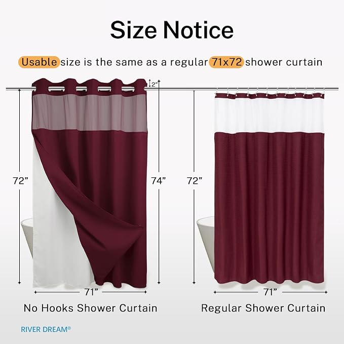 River Dream Heavyweight No Hooks Required Dotted Waffle Weave Shower Curtain - - Image 5