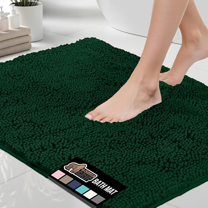 GORILLA GRIP Bath Rug Mat, Soft Absorbent Chenille, Quick Dry Microfiber Mats by GorillaGrip
