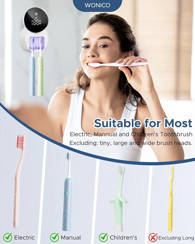 Toothbrush Holders for Bathroom, WONICO Toothbrush Sanitizer Holder, Tooth - Image 5