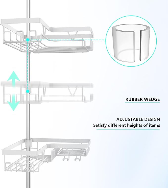 Shower Caddy Tension Pole Corner - Image 3