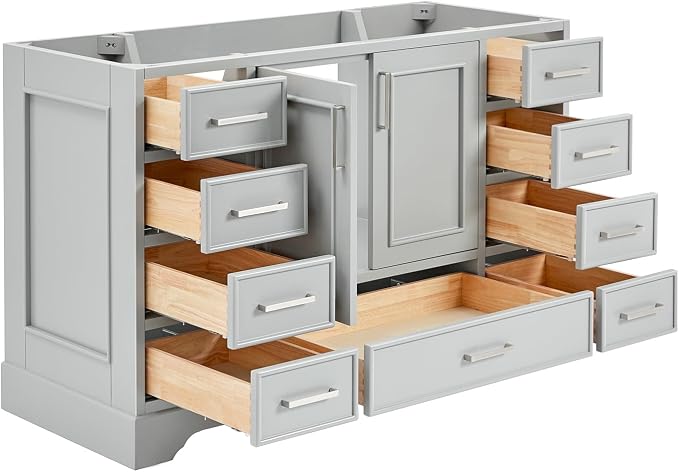 ARIEL Stafford 54" Grey Bathroom Vanity Base Cabinet, Single Sink Configuration - Image 5