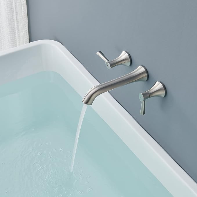 Tub Filler Wall Mount Roman Tub Faucet Brushed Nickel Brass Bathtub Faucets - Image 4