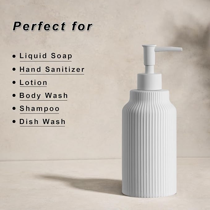 Modern Ceramic Soap Dispenser for Bathroom，14oz Ceramic Soft Touch Hand Lotion - Image 5