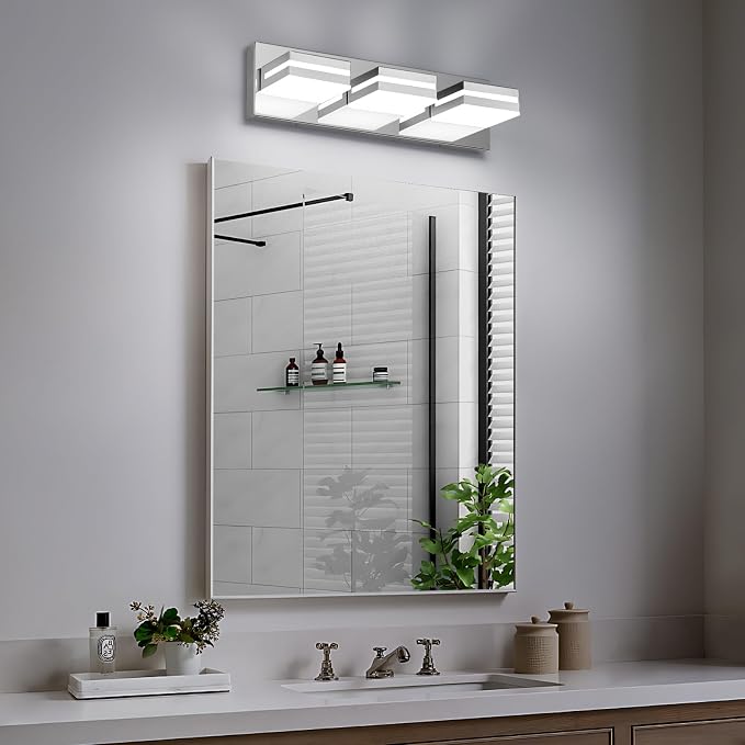 Modern LED Small Bathroom Lights Fixtures, Stainless Steel Chrome Acrylic Wall - Image 7