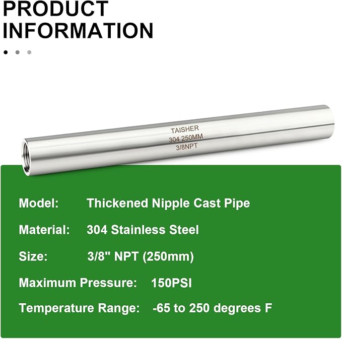 TAISHER 2PCS Stainless Steel Pipe Fittings, 3/8" NPT Female x 3/8" NPT Female - Image 5