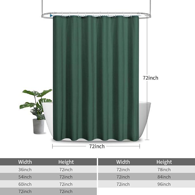 2-in-1 Waterproof Fabric Shower Curtain or Liner, Linen Textured, Breathable - Image 3