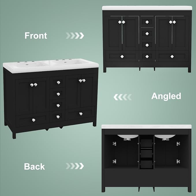 48 Inch Bathroom Vanity with Double Sink, Bathroom Vanity Cabinet with Doulble - Image 6