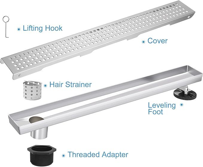 Offset Linear Shower Drain, Shower Drain 32 inch - Image 2