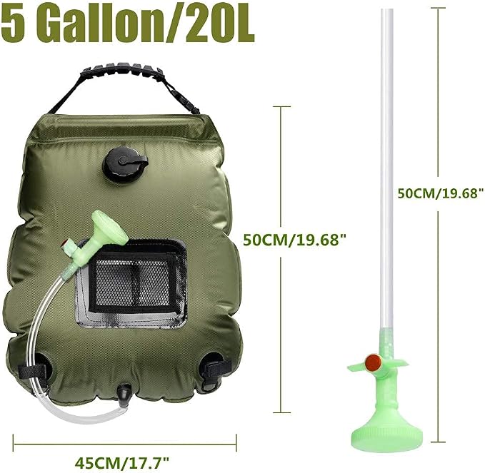 Solar Shower Bag, 5Gal Portable Solar Heating Camping Shower Bag, - Image 2