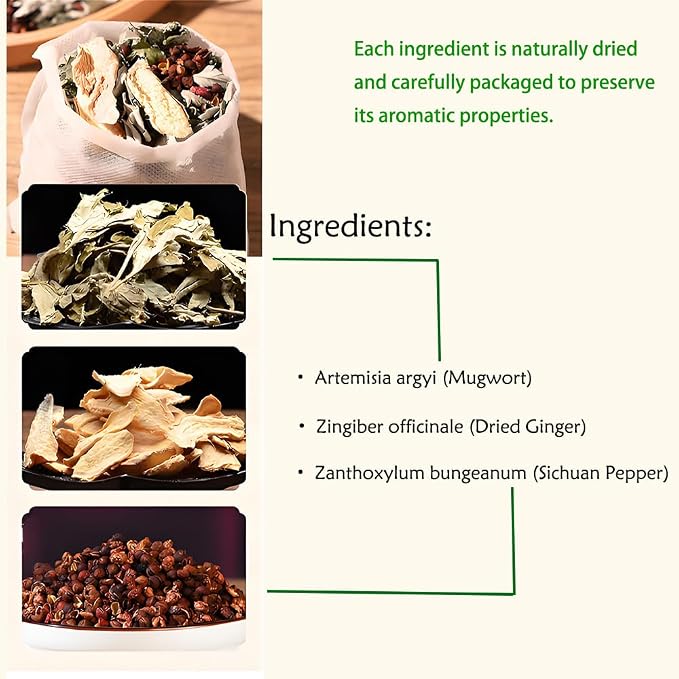 Mugwort Ginger Herb Foot Soak Bags 31.7OZ, Lymphatic Drainage Chinese Herbal - Image 3