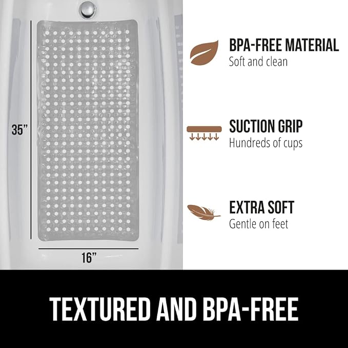 GORILLA GRIP Patented Bath Tub Shower Mat, Machine Washable Bathtub Floor Liner - Image 5