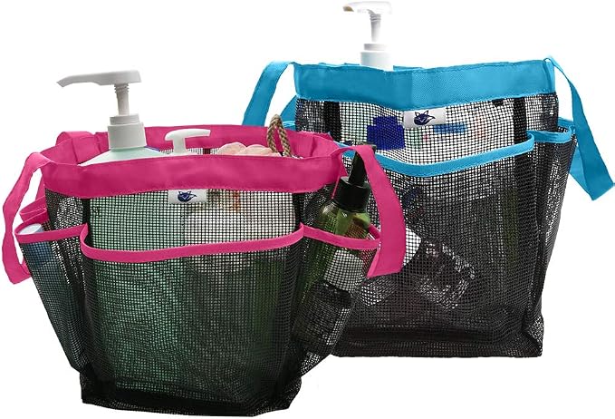 SPINFOX 2 Pack Mesh Shower Caddy, Quick Dry Shower Tote Bag Hanging Toiletry - Image 2