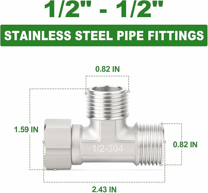 TAISHER 2PCS 304 Stainless Steel 3 Way Right Flexible Movable Tee Connector - Image 2