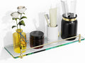 Glass Bathroom Shelves, Brushed Gold Floating Shelves by HOMELIFE