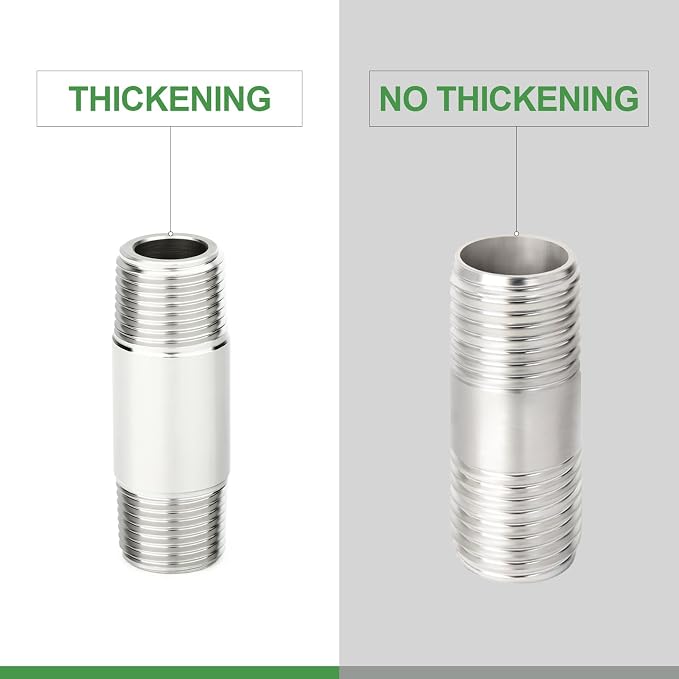 TAISHER 2PCS Stainless Steel Pipe Fittings, 1/4" NPT Male x 1/4" NPT Male - Image 3