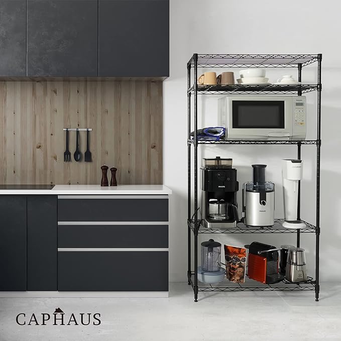 CAPHAUS 3/4/5-Tier Adjustable Height Wire Shelving Unit, Metal Steel Storage - Image 8