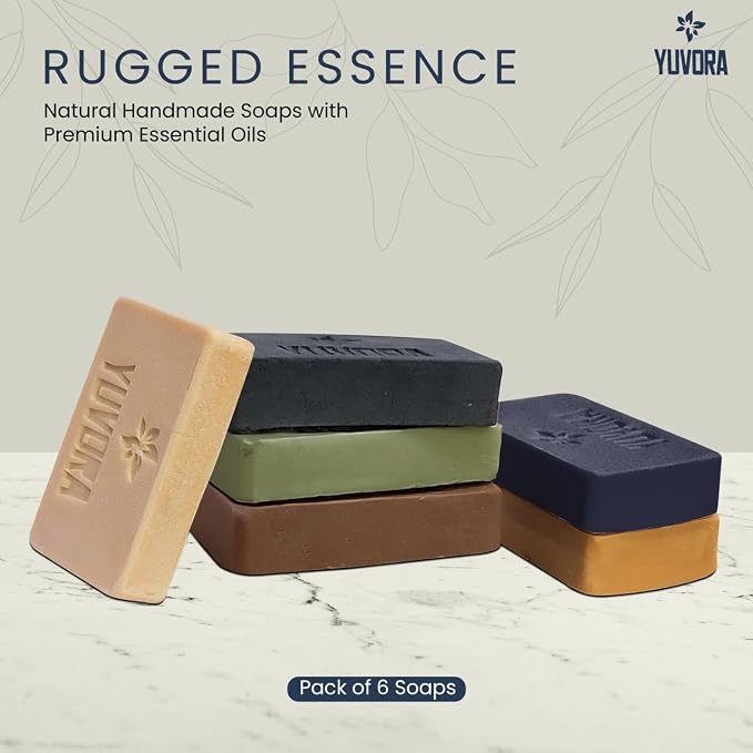 4 Pcs Men Natural Handmade Body Soaps 5 OZ Pack Set Rugged Essence Long lasting - Image 2