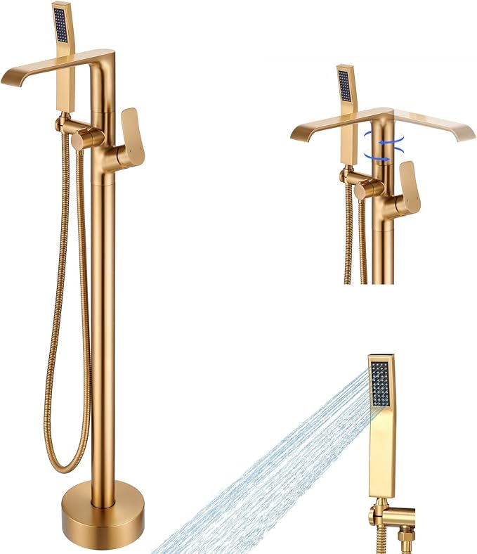 Floor Mount Tub Faucet Gold: Freestanding Bathtub Faucet by beelee