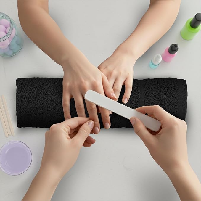 24 Pack Black Hand Towels 100% Cotton Spa Towels 16x27 inches Highly Absorbable - Image 7