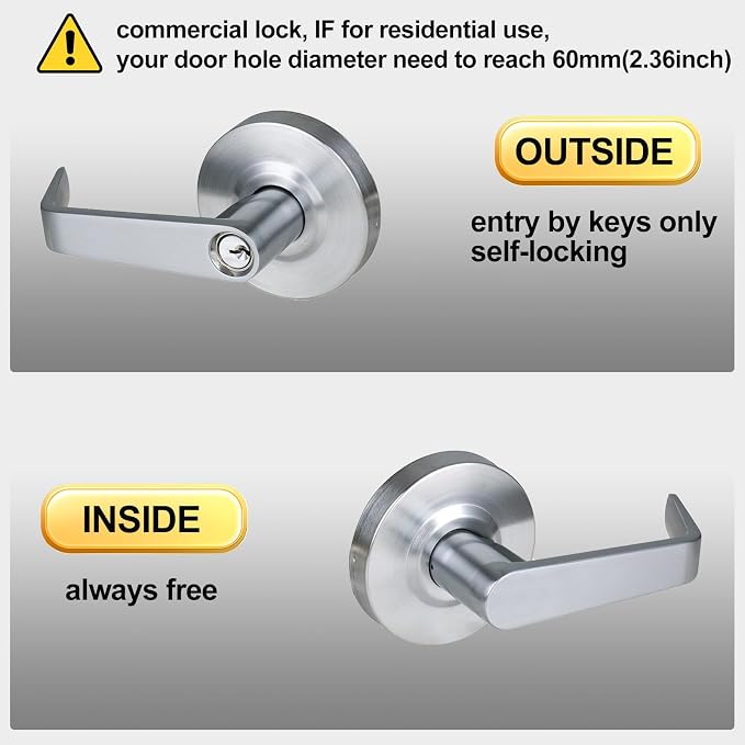 Storeroom Door Handle Heavy Duty Grade 2 Commercial Door Locks, Non-Handed - Image 3