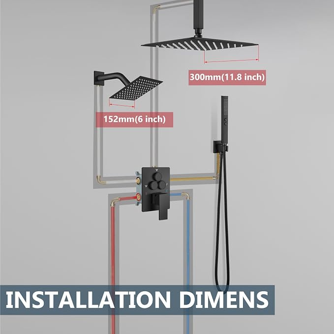 Aolemi Shower Faucet Set Ceiling Mount Shower System Rough-in Valve and Shower - Image 9