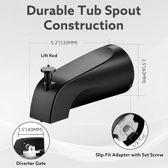 Tub Spout with Diverter, Bathtub Faucet Spout Replacement, Tub Faucet Set - Image 6